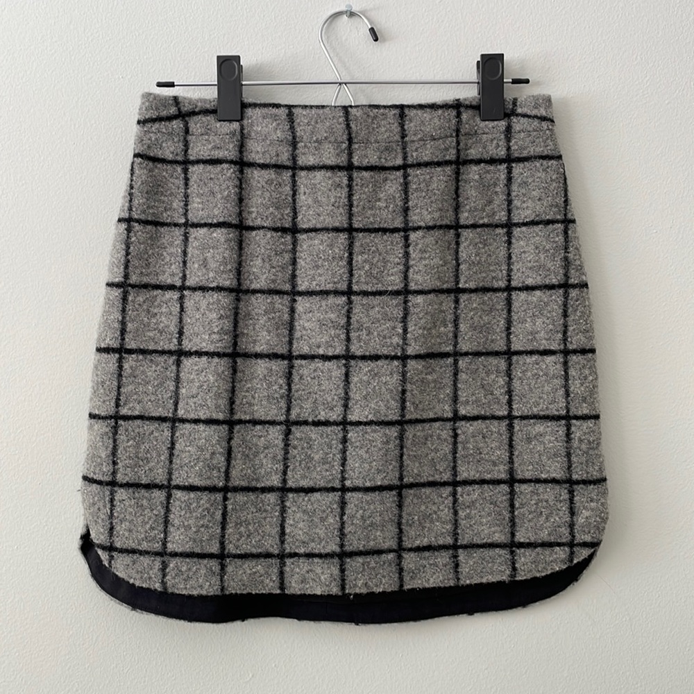 Madewell Windowpane Mini Skirt - black and grey size 2.
